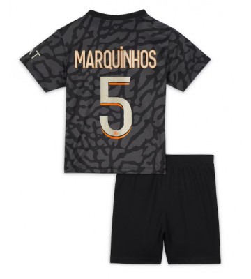 Paris Saint-Germain Marquinhos #5 Tercera Equipación Niños 2023-24 Manga Corta (+ Pantalones cortos)